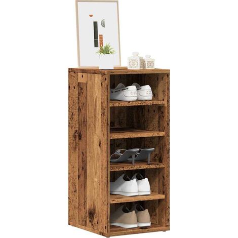 vidaXL Scarpiera Legno Antico 32x35x70 cm in Legno Multistrato