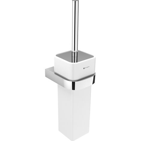 Nimco Brosse WC chrome et céramique, brosse noire, récipient rectangulaire haut pour le mur NK 30094K-26 (1/2)