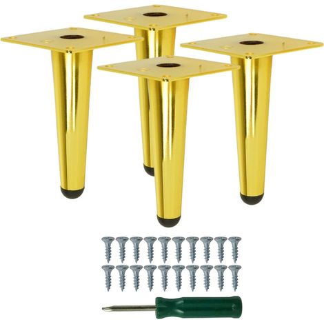 Patas de metal de acero, 13 cm, patas rectas para sofá o armario, color dorado, 4 piezas. (1/2)