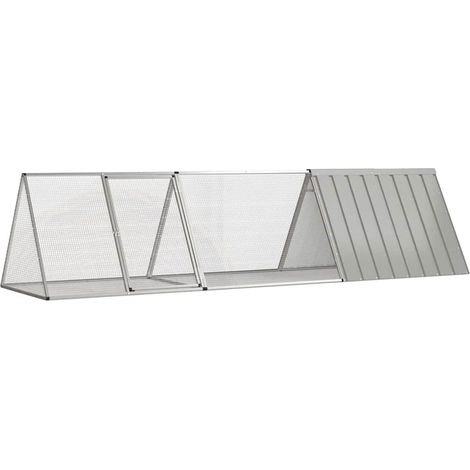 vidaXL Jaula para conejos de acero galvanizado, gris, 302,5 x 80,5 x 71 cm (1/5)