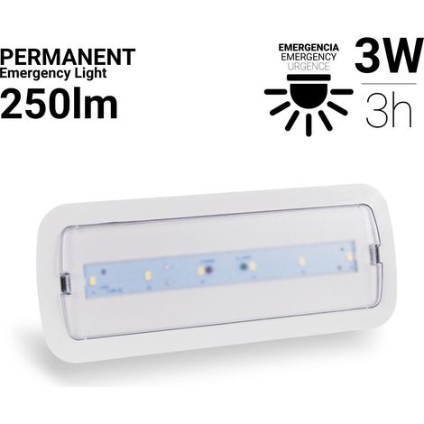 Luz De Emergencia Permanente 3W - 250lm - 3 H De Autonomía
