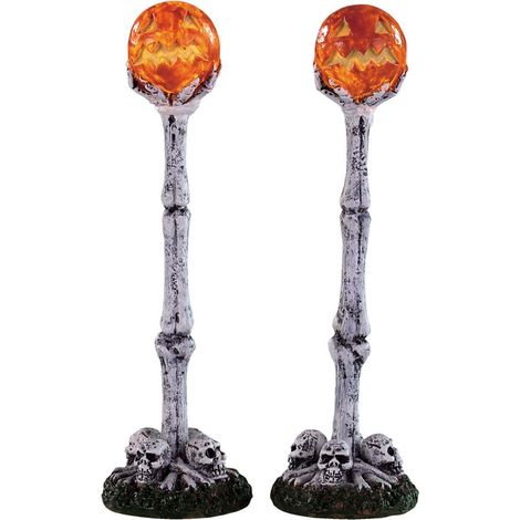 LANTERNA ILLUMINATA CON TESCHI - LIGHTED LANTERN BONE POST 94490