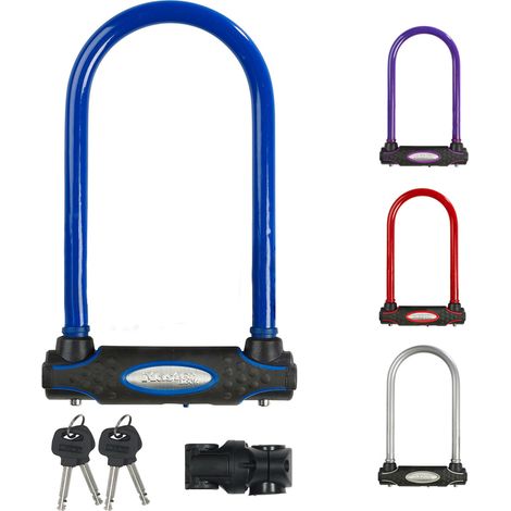MASTER LOCK Bügelschloss [Schlüsselschloss] [mit Halterung] [Zertifiziertes Fahrrad Schloss - Secure-Gold-Zertifikat][Blau] [Silber, Rot, Blau oder Lila] 8195EURDPROCOL - Ideal für Fahrräder (1/5)