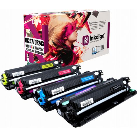 Tamburo Inkdigo + toner DR243 TN247 compatibile con Brother DCP-L3510 HL-L3210 con certificato TÜV. (1/5)
