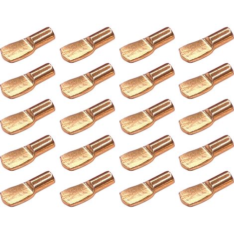 Cyclingcolors – Lot de 20 taquets de rayon 5mm en acier finition laitonnée – Capacité de charge 80 kg – Pour meubles en bois et étagères (1/2)
