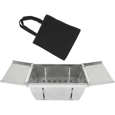 Mini réchaud à bois pliable rectangulaire en acier inoxydable léger pour le camping en plein air (1/5)