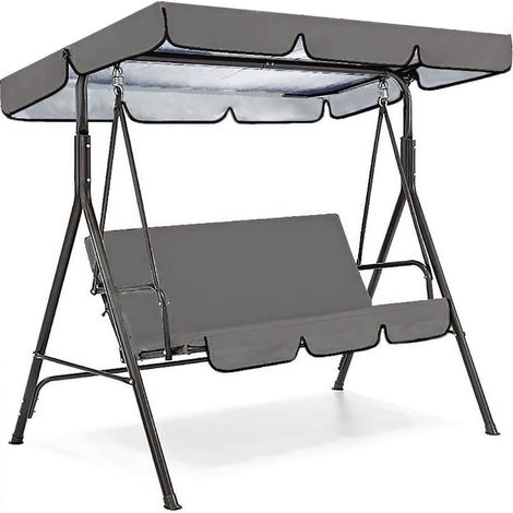 Canopy - 210D Polyester Taffeta - Waterproof Sun And Rain Protection For Swing Seat - Fits 2-Seater Garden Swing Chair - Dark Grey - 1 Piece (1/5)