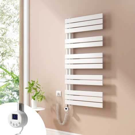 Heilmetz Badheizkörper Elektrisch Heizkörper mit Heizstab, Handtuchtrockner mit Temperaturgeregelte Heizstäbe, 120x60cm Weiß