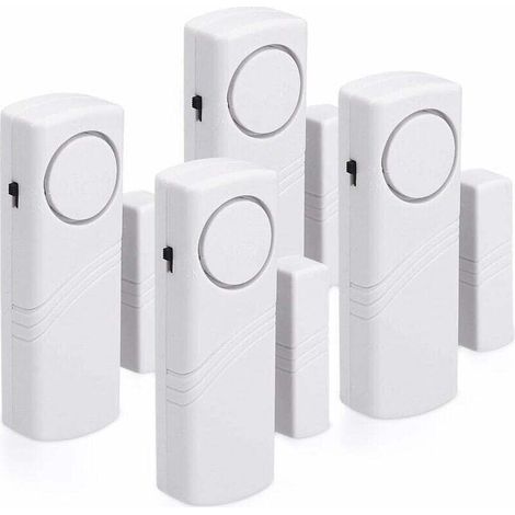 Alarme porte et fenêtre - Kit d'alarme antivol sans fil 4 pièces - Sécurité résidentielle - Magnétique - 100 décibels