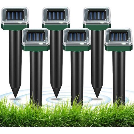 Solarbetriebenes Maulwurfabwehrmittel, 6er-Pack, Abwehrmittel gegen Maulwürfe, Schlangen, Wühlmäuse, Taschenratten und andere Tiere (1/5)