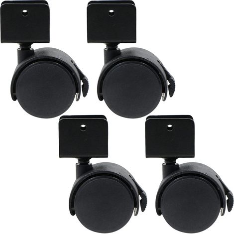 Lot de 4 roulettes pivotantes en caoutchouc de type U - 50 mm - Roulettes pivotantes avec frein - Roulettes lourdes pour meubles et lits d'enfant (1/5)