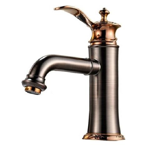 Robinet de cuisine Robinet de salle de bain Robinet en bronze huilé Robinet de lavabo en laiton (avec eau chaude et froide) Le robinet d'évier est livré avec un tuyau d'arrivée d'eau chaude et froide (1/3)