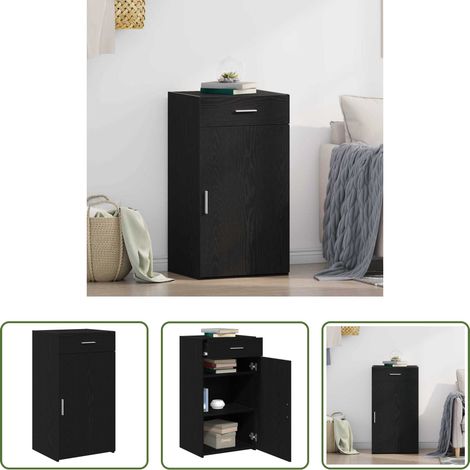vidaXL Schubladen - Sideboard mit Schubladen Schwarz Eichen-Optik 50 x 42,5 x 93 cm (1/5)