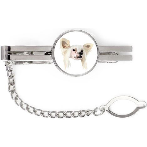 Perro crestado chino - pinza de corbata geométrica con foto e inscripción Art-Dog (1/4)