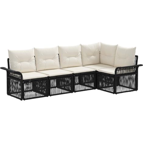 Gartensofa-set 5 pcs Schwarz Poly-Rattan vidaXL