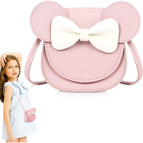 Sac à bandoulière pour petites filles, sacs à main en PU avec nœud d'oreille de souris mignon,