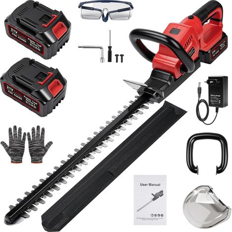 21V Taille-Haie Télescopique, 20 Pouces Taille Haie sans Fil avec 2 Batteries 3,0 Ah et Chargeur 1,0 A, Prof Coupe Haie Électrique, 56 cm Longueur Coupe, 18 mm Écartement Dents pour Haies et Arbustes (1/5)