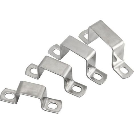 Support Tuyau Carré - Acier Inoxydable 304 - Fixation U 90x90 mm - Pour Plomberie Extérieure - Lot de 5 (1/5)