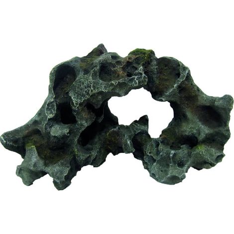 Roche Gallura grise avec trou L 34,5x22x20cm décoration pour aquariums