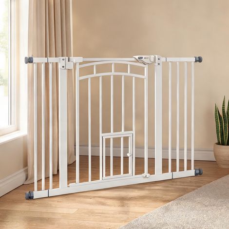Barrière de sécurité pour escalier en acier blanc 74-100 cm (1/5)