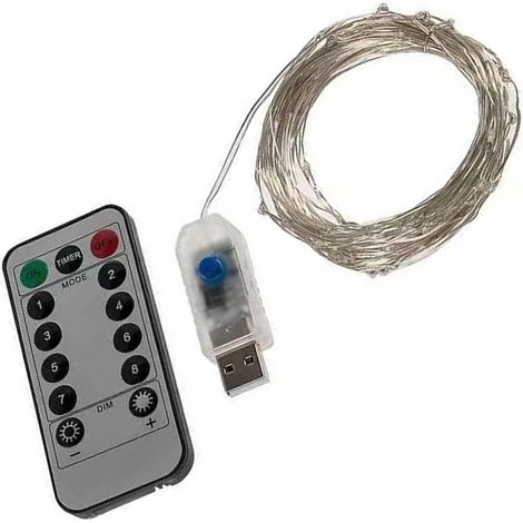 Guirlande lumineuse d'intérieur de 20 m (21,9 yd) avec télécommande et 8 modes d'éclairage. Fil de cuivre et LED pour la maison, les fêtes et les sapins. (1/5)