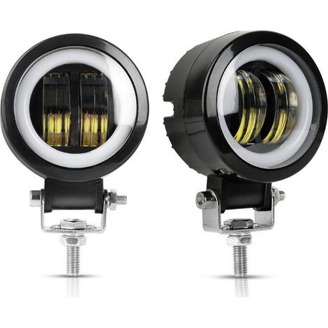Phares LED pour voiture/moto, lentille de 3 pouces, 20 W, faisceau Angel Eye, feu antibrouillard, projecteur