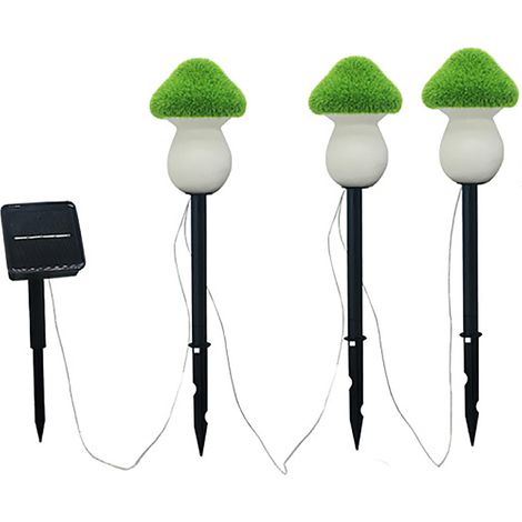 Lampe solaire de décoration de jardin, 3 champignons, piquet extérieur pour jardin, parterre de fleurs, décorations de noël, vert (1/5)