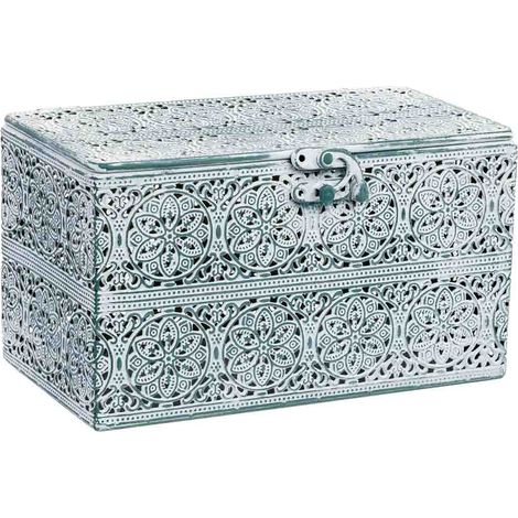Caja de metal verde 20.5x12.5x11.5h cm