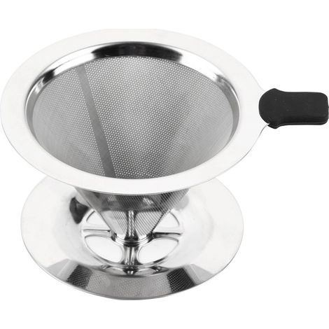 Tbest Tasse Filtre Dripper 1pc en Acier Inoxydable avec Maille à Double Couche, Support EasyTouse pour le Bureau à Domicile, Lavable et Réutilisable pour Voyager ou (1/5)