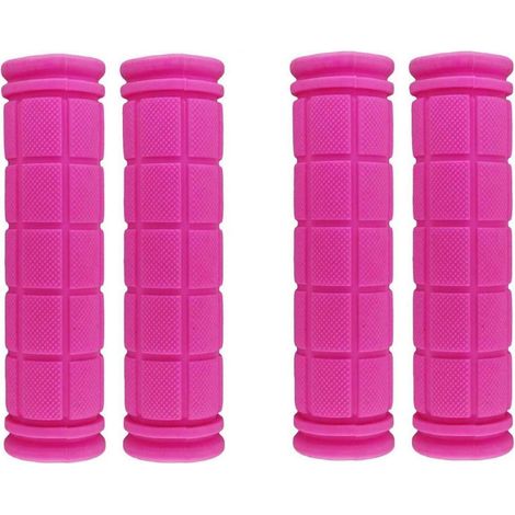 Fahrradgriffe rutschfest Gummi weich 2 Paar für MTB BMX Laufrad Scooter Pink (1/5)