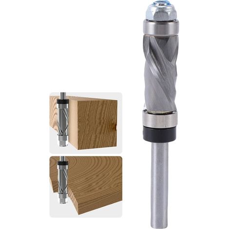 Hartmetall-Bündigfräser mit Kompressionslagern oben und unten, 2 Kugellagern, 6,35 mm Schaft, 2 + 2 Schneiden, 12,7 mm Schnittdurchmesser, 25,4 mm Schnittlänge (1/5)