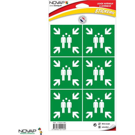 Planche 6 Stickers 80X80mm - Point de rassemblement - 4241180