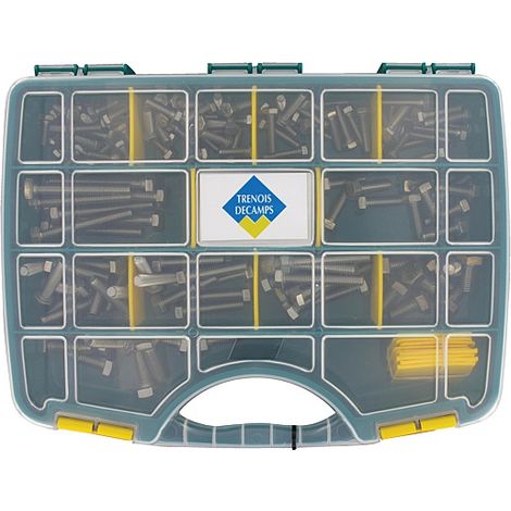 Coffret 170 vis métaux tête héxagonale inox A2 DIN 933 - VISWOOD (1/2)