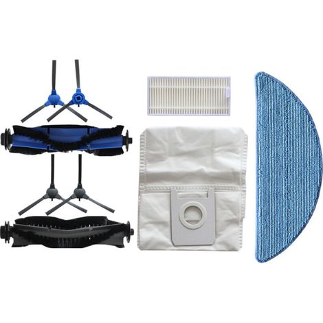 Accessoires compatibles avec l'aspirateur robot Conga 2290 Ultra : brosse rotative, brosse latérale, filtre, serpillière, sac à poussière et sac poubelle. (1/4)