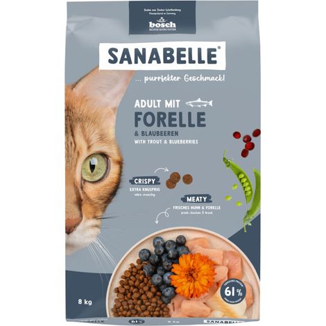 BOSCH Sanabelle Adult, cibo per gatti al gusto trota, confezione da 8 kg (1/3)