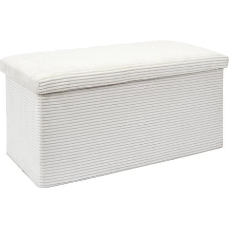 Banc Coffre Pliable Côtelé "Scott" 76cm Beige (1/5)