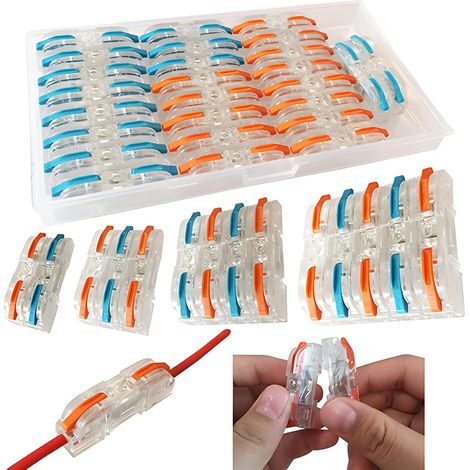 CTRICALVER SPL-1 Electrical Connector, Lever Nut Connector Connectors Compact Wire Connectors (13 pcs Blue+13 pcsRed) (1/5)