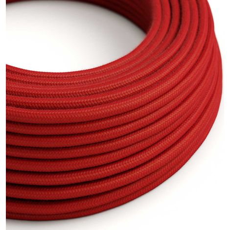 Creative-Cables Cavo elettrico rivestito in tessuto, Sezione 3 x 0,75 mm², 1 m, Rosso Fuoco RC35, Rotondo, cotone