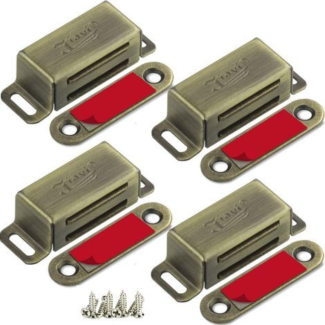 Imanes para armarios Jiayi, juego de 4 imanes de bronce para puertas de armarios, cierres magnéticos de acero inoxidable, cerraduras magnéticas para armarios de cocina, 46 mm (1/5)