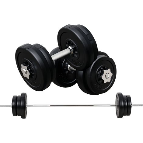 Set Bilanciere e Dischi 65kg con 2 Manubri Pesi, Bilanciere Palestra Manubri con 14 Dischi in Acciaio e Plastica
