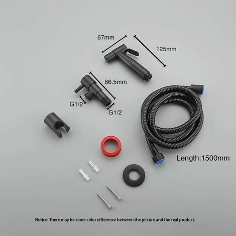 Pulverisateur De Bidet Portable Noir, Robinet De Toilette, En Acier Inoxydable, Salle De Bain Froide, Valve Shattaf, Ensemble De Jet.. (1/3)