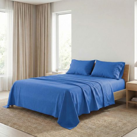 COMPLETO lenzuolo STRONG LENZUOLA tinta unita BLUETTE puro COTONE Made in Italy 1 piazza e mezza