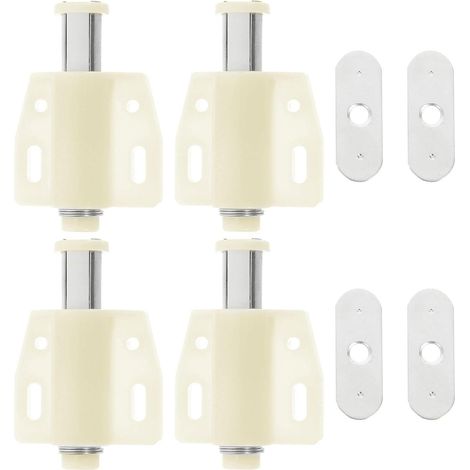 Loquets Magnétiques Matériau Plastique et Acier Inoxydable Fermeture Sécurisée Lot de 4 Couleur Blanc pour Armoires et Tiroirs pour Décoration Intérieure et Salle de Bain (1/5)