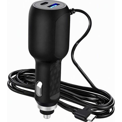 Chargeur de voiture pour dashcam et GPS, 2,5 A, PD, connecteur Micro-USB coudé à gauche, alimentation 12 V-24 V pour voiture, SUV et camping-car (1/5)
