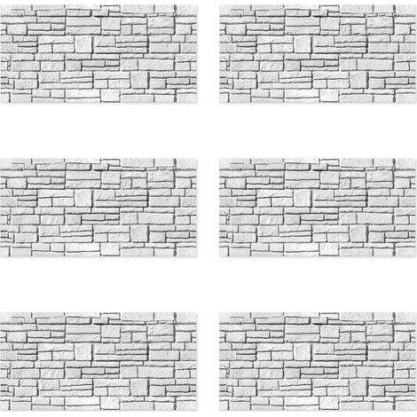 Lupia - Set 6 pezzi Pannelli di Rivestimento parete e altre superfici Decorazione Modulare 50x100 cm MURO RUSTICO WHITE (1/4)