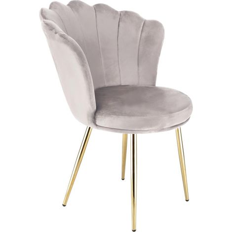 FREYA Velvet Upholstered Petal Back Scallop Accent Dining Chair - Taupe (1/5)