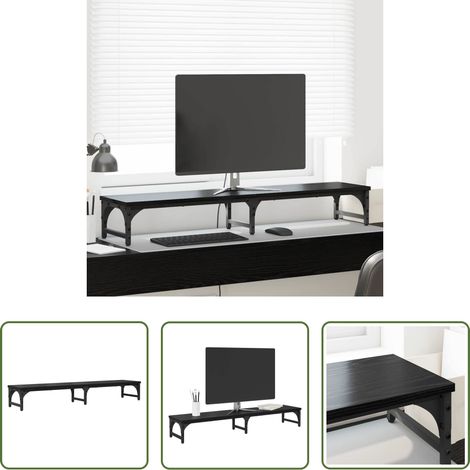 vidaXL Support écran minimaliste - Support de moniteur Chêne noir 105 x 23 x 15,5 cm (1/5)