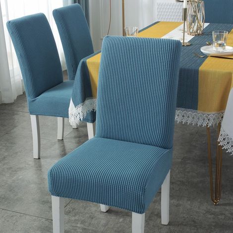 Funda elástica para silla de 6 piezas, funda resistente para silla de comedor, ideal para fiestas, bodas, cumpleaños, etc. (Azul) (1/5)
