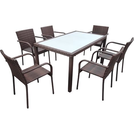 Set di tavolo e sedie da giardino 6 posti Rio Brown