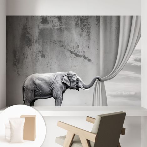 Papier peint intissé mural avec imprimé pour décoration pour salon pour chambre à coucher pour entrée Éléphant surréaliste 104x70 cm (1/5)